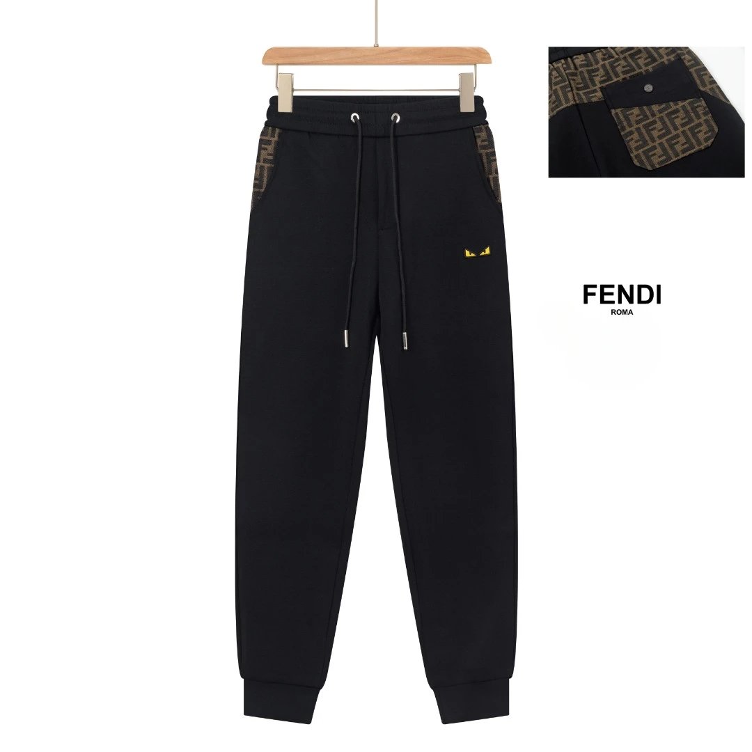FENDl Sweatpants Back upper width double F Alphabet Jacquard logo Cuffed Sweatpants25ss Spring Summer New Cotton Long Pants Sports Pants Autumn Unisex Drawstring Loose Plus Size Casual Pants
