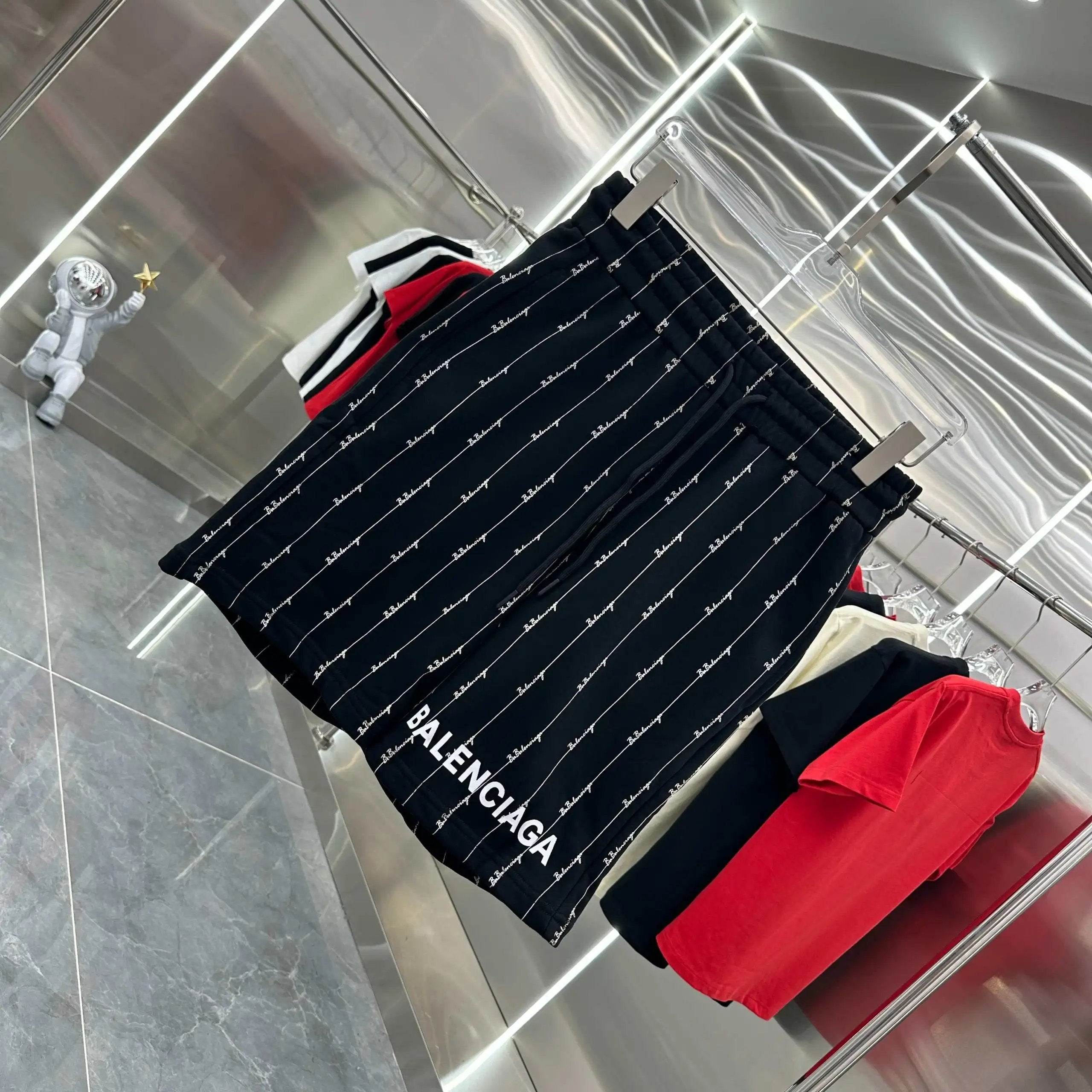 Balenciaga Shorts Full Print logo Five-point Shorts25ss New Drawstring Casual Summer Pants5Two-in-One Casual Sweatpants for Men and Women, Pure Cotton Joggers