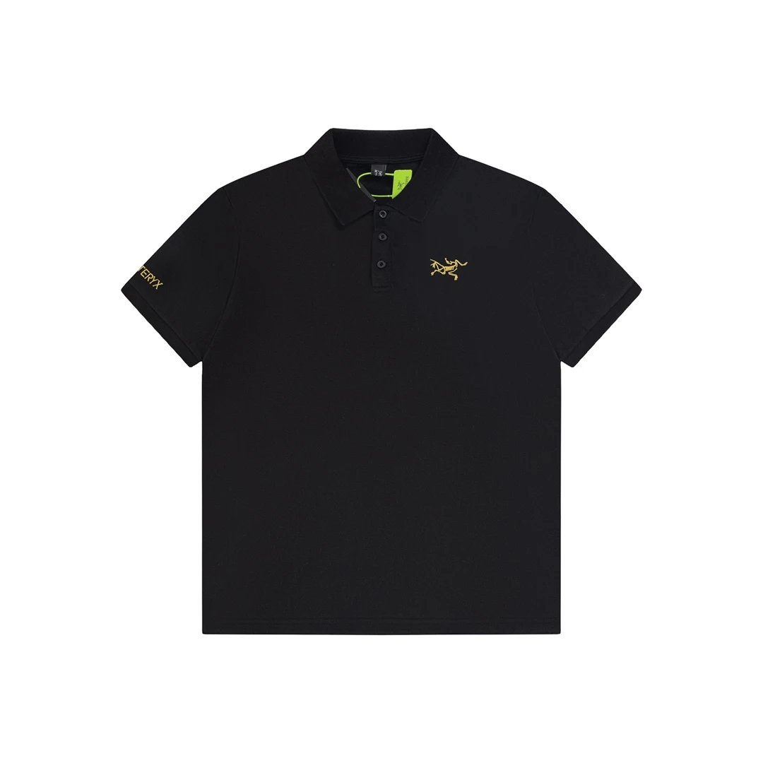 Arc'teryx T-shirt Gold Threaded Bird on Chest logo Embroidery POLO Shirt Lapel Short Sleeve25ss New Unisex Style OS Loose T Summer Half Sleeve Business Shirt Plus Size T-Shirt