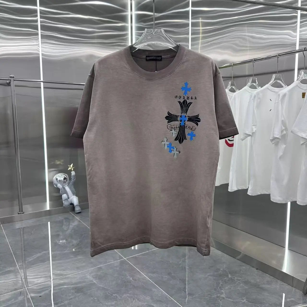 Chrome Hearts T-shirt Chest Print logo round Neck Short Sleeve25ss New Pure Cotton Unisex Style T T-shirt OS Loose Fit Base Shirt Half Sleeve T-Shirt Top Half Sleeve