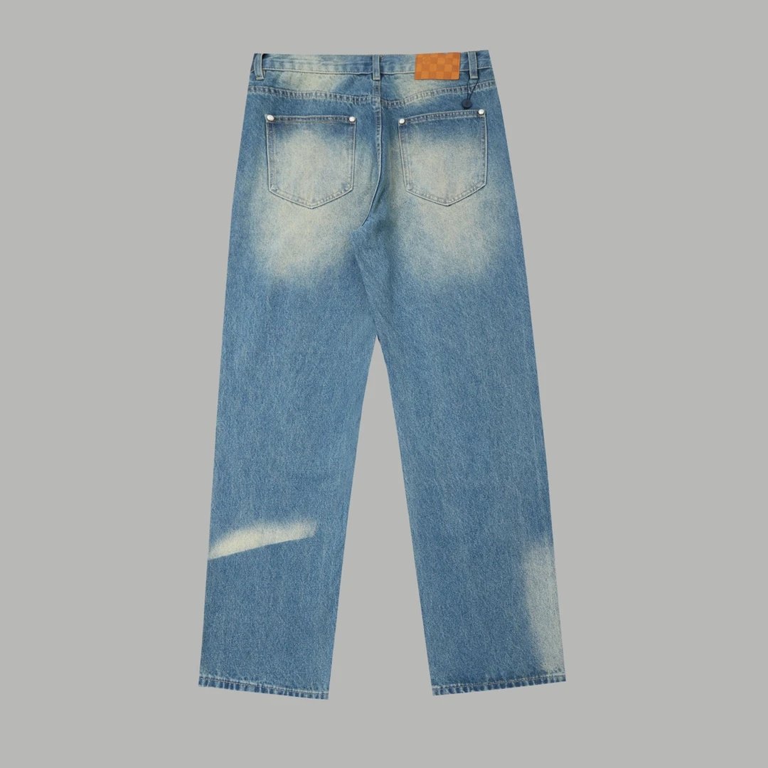 Louis Vuitton LV Jeans Pocket Logo logo25ss Spring Summer New Straight Loose Slim Fit Jeans Unisex Long Pants