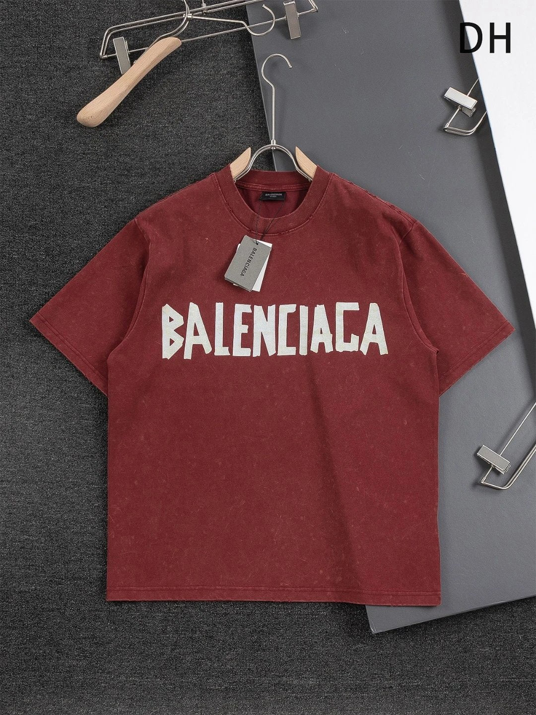 Balenciaga T-shirt Vintage Masking Tape with Letter Print logo round Neck Short Sleeve25ss New pure cotton T Unisex T-Shirt OS Drop Shoulder Loose Fit Base Shirt Top T-Shirt Short Sleeve