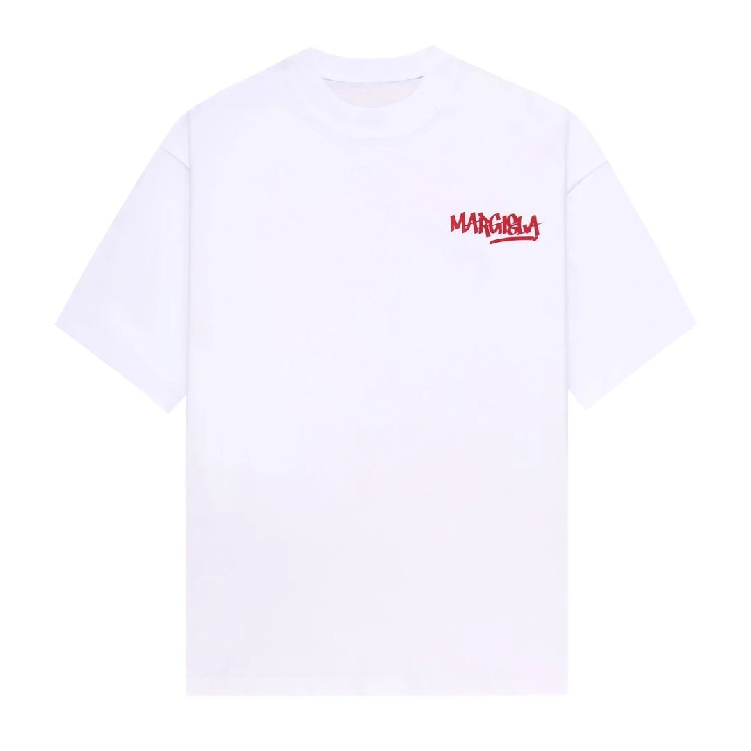 Maison Margiela T-shirt Back Colorful Print logo round Neck Short Sleeve25ss New Pure Cotton Unisex Style T T-shirt OS Loose Fit Base Shirt Short Sleeve Top T-Shirt
