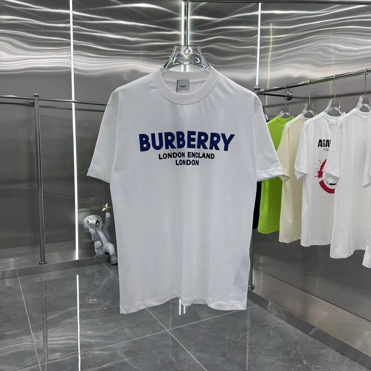 Burberry T-shirt Unique Letter Print on Chest logo round Neck Short Sleeve25ss New Pure Cotton Unisex Style T Casual T-Shirt Base Layer Shirt OS Loose Fit Half Sleeve Top Plus Size