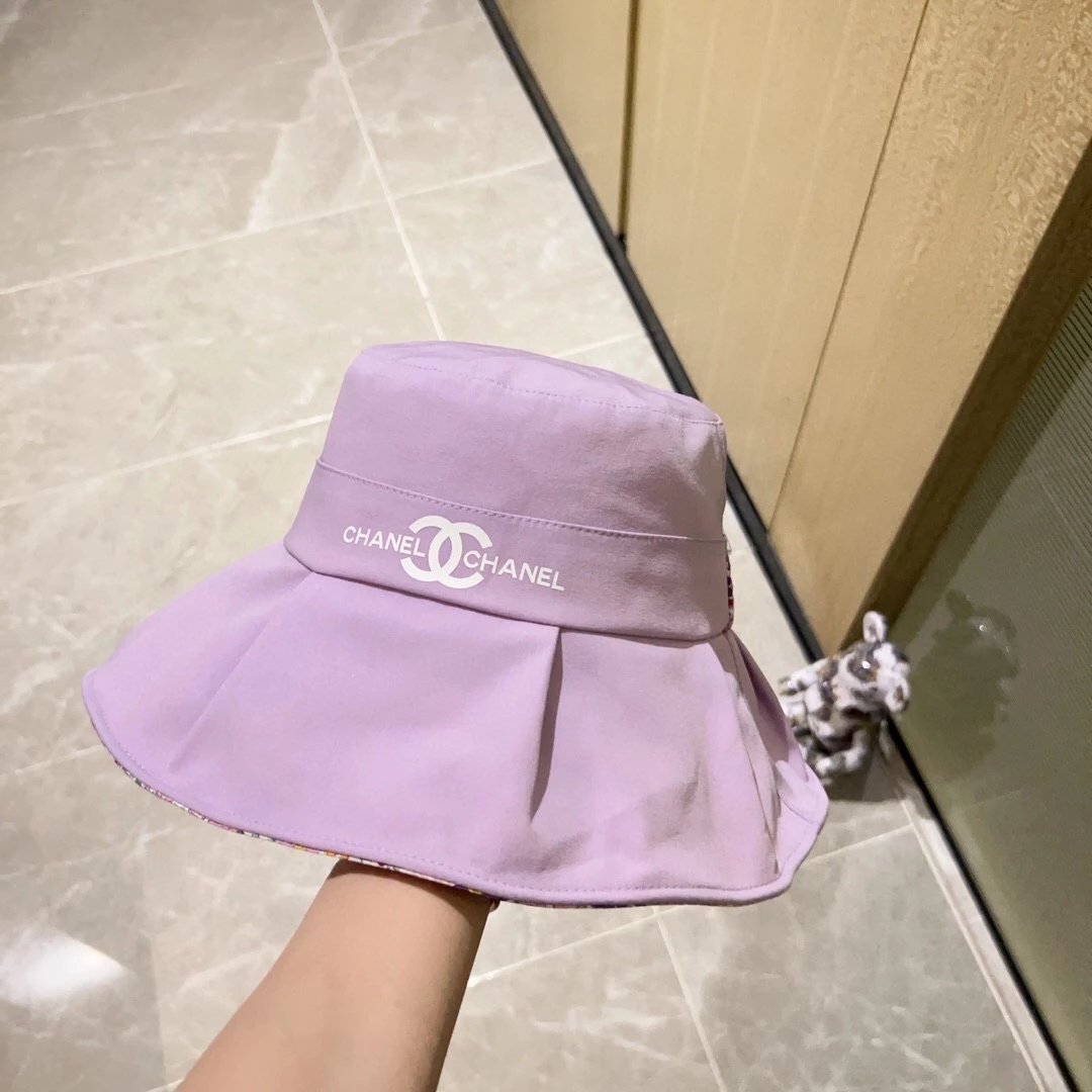 Chanel Hat New Spring and Summer Floral Vacation Style Bucket Hat,Sun-Proof and Super Easy to Match,First Choice for Street Vacation