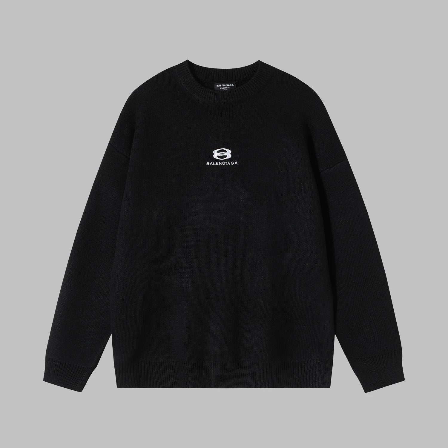 Balenciaga Sweater Double Ring Letter Embroidery Crew Neck Sweater Long Sleeve Pullover Unisex Thickened OS Loose Fit Top Versatile Casual Jacket Lazy Style