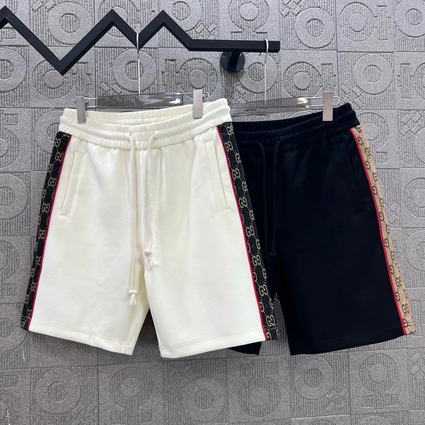 Gucci Shorts Red edge double G Woven Jacquard Ribbon logo Five-point Shorts25ss New Drawstring Casual5Two-Piece Casual Sweatpants Summer Pants Unisex Pure Cotton Sweatpants