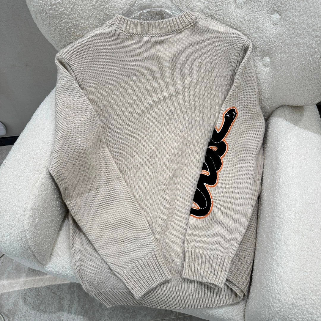 Dior Sweater Wool Blended Plain Weaving Knitting round Neck Sweater Long Sleeve Pullover Thickened Idle Style OS Loose Fit Casual Jacket for Men and Women, Versatile Inner Layer