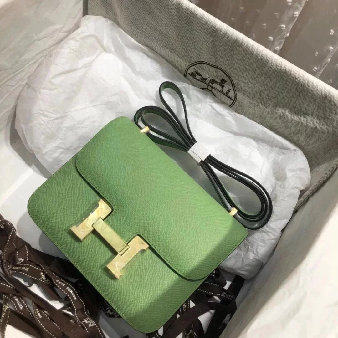 Hermes women's bag Top version 【H Handmade Custom】Stewardess Bag Constance Bag constance Silver Buckle Gold Buckle EP Women's Leather Crossbody Shoulder Bag2424