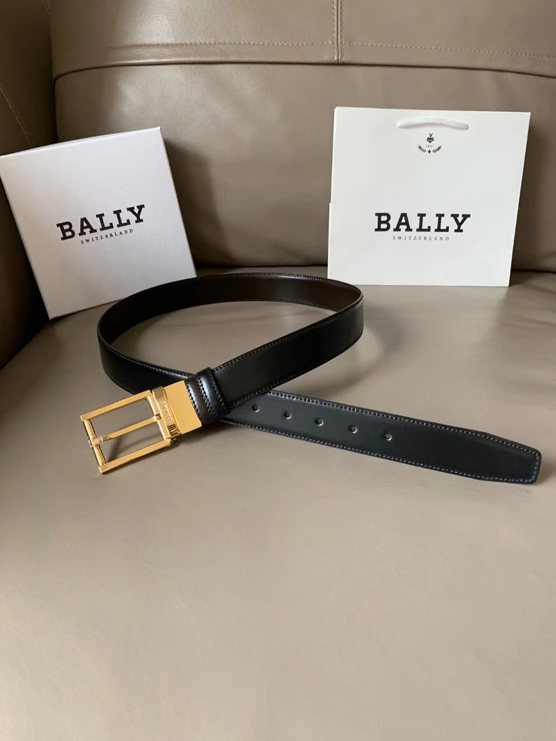 Bally Belt Top version Original Single Belt Counter New Men's Double-Sided Casual Business Belt Wide3.4cm Double-Sided Head Layer Cowhide Belt First Layer Cow Leather Belt Men and Women Business Casual Belt Belt Men's Leather Belt