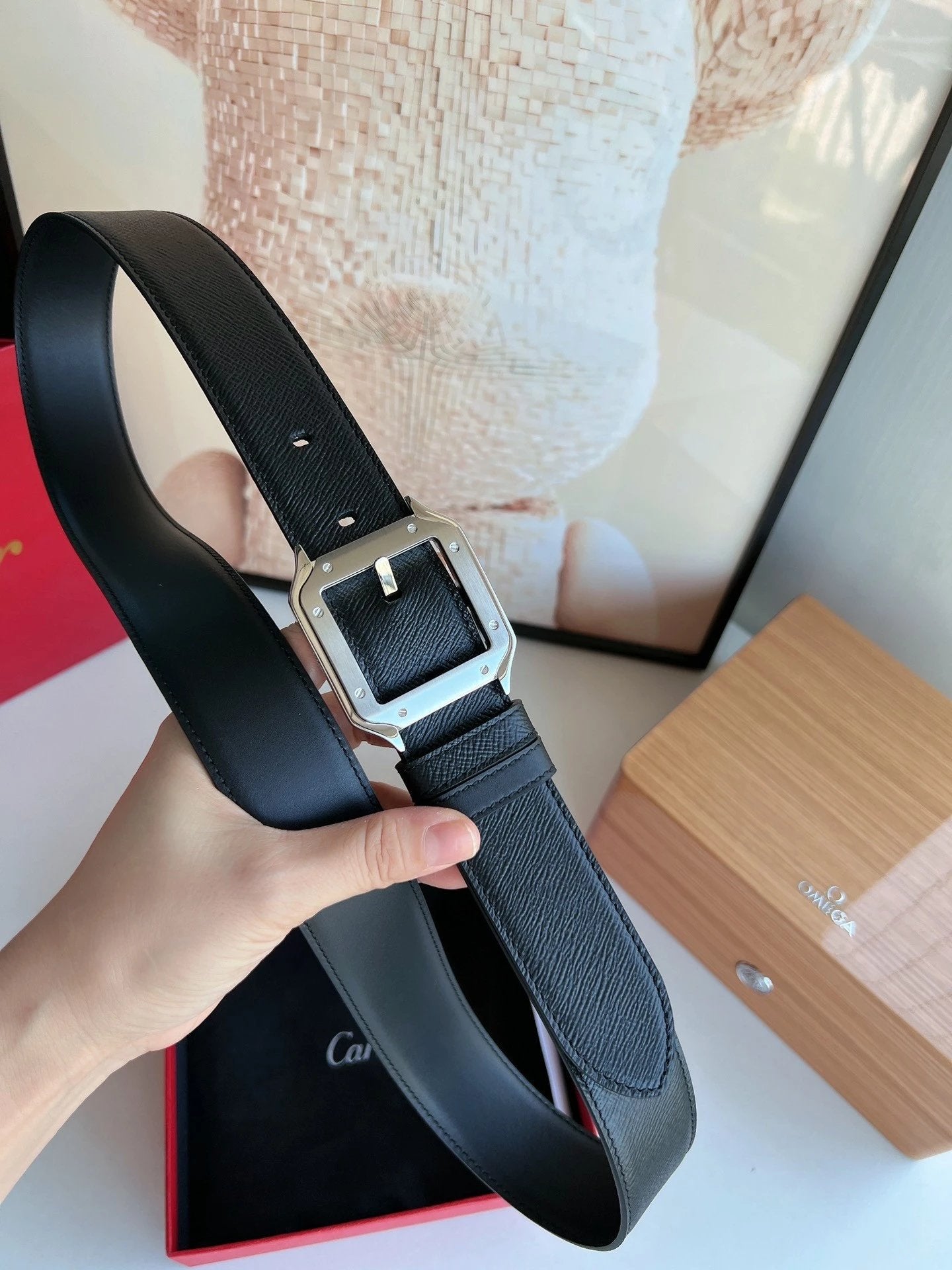 Cartier Belt Top version Original Order in Stock Belt Men2021Men's Italian Leather Belt Metal LOGO Formal Wear Belt Width3.5