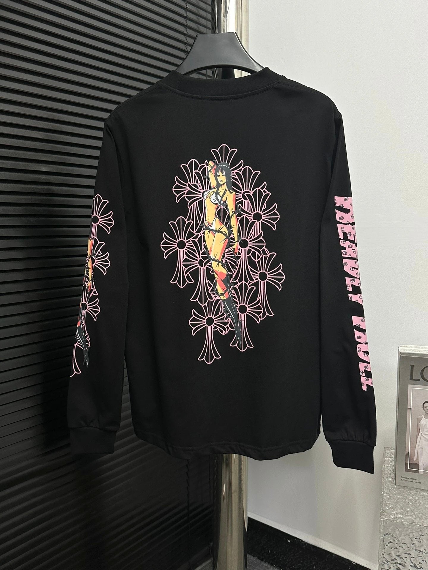 Chrome Hearts Hoodie Arm Print logo Round Neck Sweatshirt Jacket OS Loose Fit Pullover Long Sleeve Unisex Base Shirt Sports Casual Top