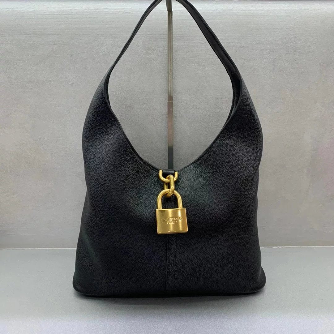 Balenciaga Bag Top version 【Super Original Leather】g Lock Decoration Locker Hobo Bag from g2024In Early Spring Series Locker Hobo Bag Large Size mini Small Handbag Vegetable Basket Bag Tote Bag24New Twist Lock Vegetable Basket Bag