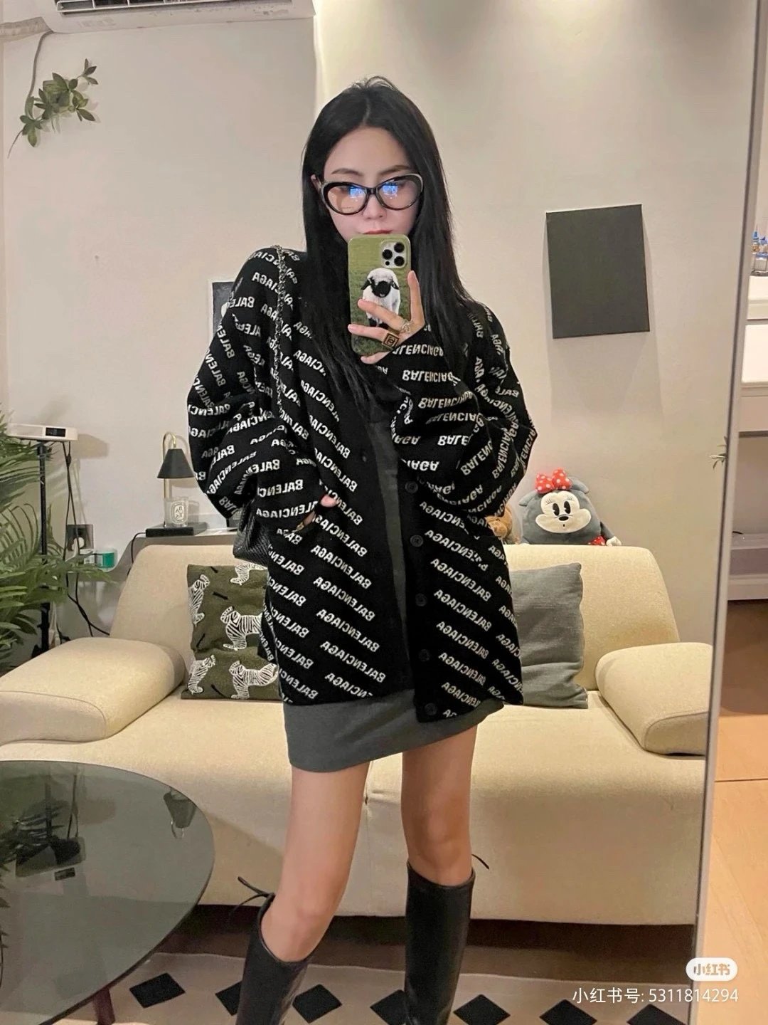 Balenciaga Sweater Full Print Bullet Screen Knit Cardigan Unisex Outerwear Long Sleeve Soft Lazy Style Sweater Coat Thickened Versatile Casual Wear