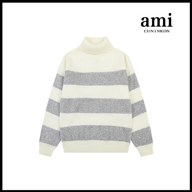 Ami Sweater Knitwear Classic round Neck Big Heart Jacquard Pullover Sweater Loose and Idle Sense Casual Couple Outfit-CY