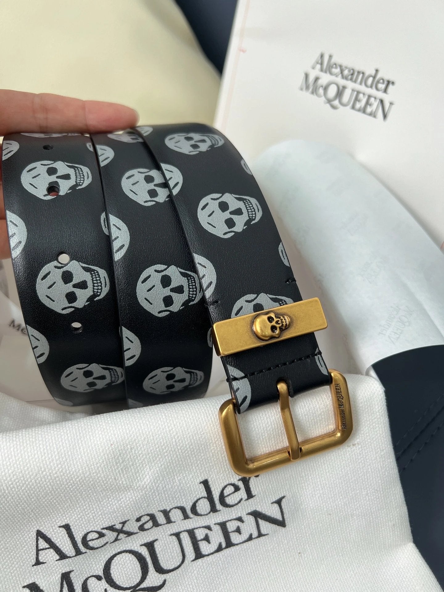 McQueen Belt Top version Original Order Surrogate Shopping Grade Men's Leather Belt Belt Italy Imported First Layer Calfskin with Frosted Bottom,with Vacuum Electroplating Antique Copper Pin Buckle,Official Website New