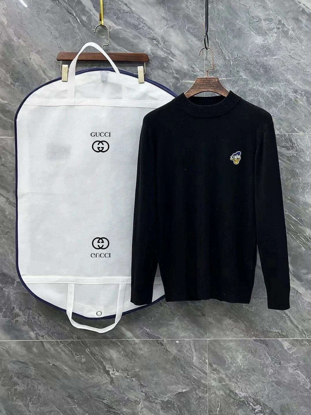 Gucci Sweater Logo LOGO Three-Dimensional Mock Neck Sweater Long Sleeve Idle Style OS Loose Fit Unisex Knit Top Jacket Versatile Casual Wearable Inside and Outside
