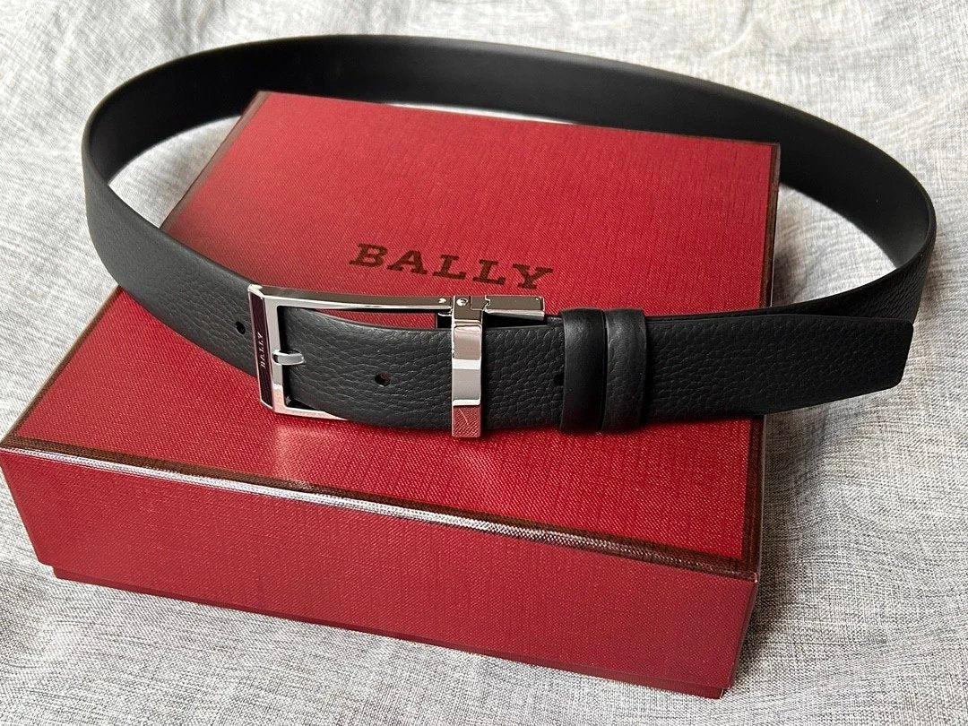 Bally Belt Top version Original Single Belt Counter New Men's Double-Sided Casual Business Belt Wide3.4cm Double-Sided Head Layer Cowhide Belt First Layer Cow Leather Belt Men and Women Business Casual Belt Belt Men's Leather Belt