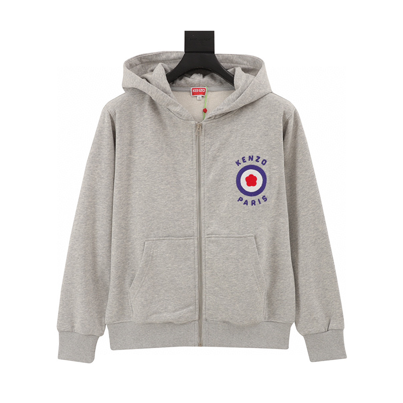 Kenzo Hoodie Blue Flower Zipper Hoodie Coat Same Style for Men and Women