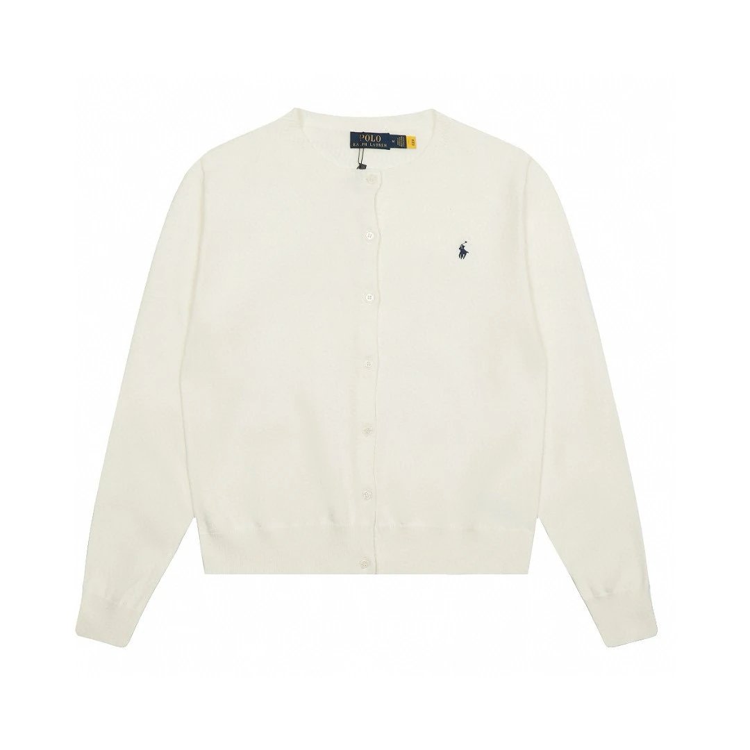 Ralph Lauren Sweater Top Version Label Plain Weaving Knitting Cardigan Sweater for Women polo Cotton Long-Sleeved Coat
