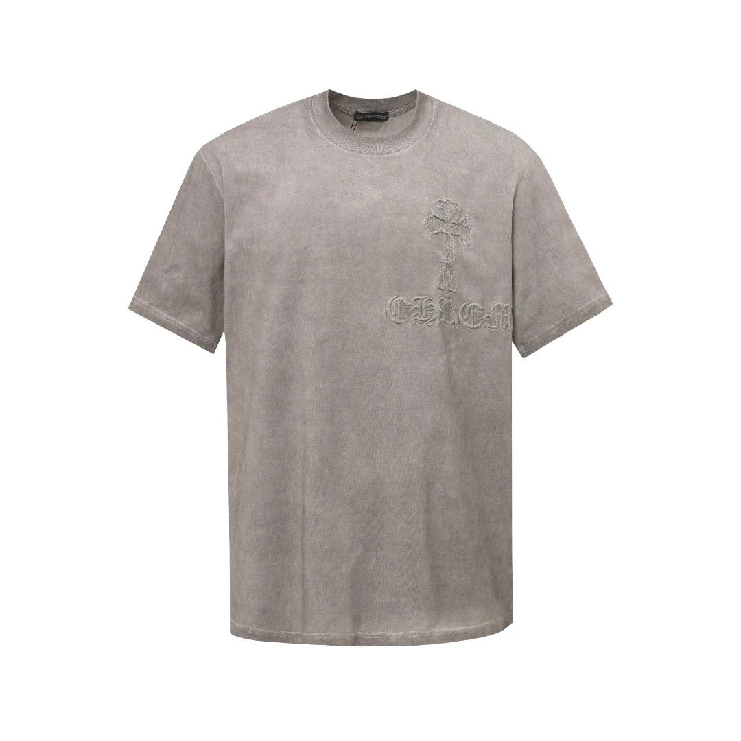Chrome Hearts T-shirt Chest with Sanskrit Script Embroidery logo round Neck Short Sleeve25ss New pure cotton T Unisex T-Shirt OS Drop Shoulder Loose Fit Base Shirt Top T-Shirt Short Sleeve