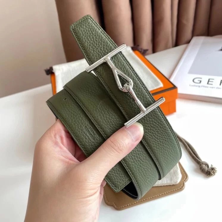 Hermes Belt Top version 【New products in stock】Leather Belt Men's Leather3.2mm Fashion Double-Sided Casual Belt Men's and Women's Belt
