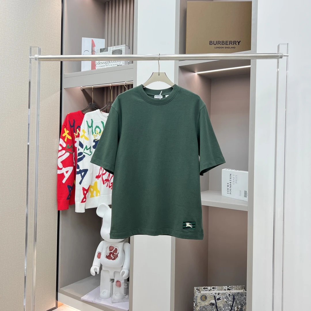 Burberry T-shirt Precedent Equestrian Rider Patch logo round Neck Short Sleeve25ss New pure cotton T Unisex T-Shirt OS Loose Fit Base Shirt Top Half Sleeve T-Shirt
