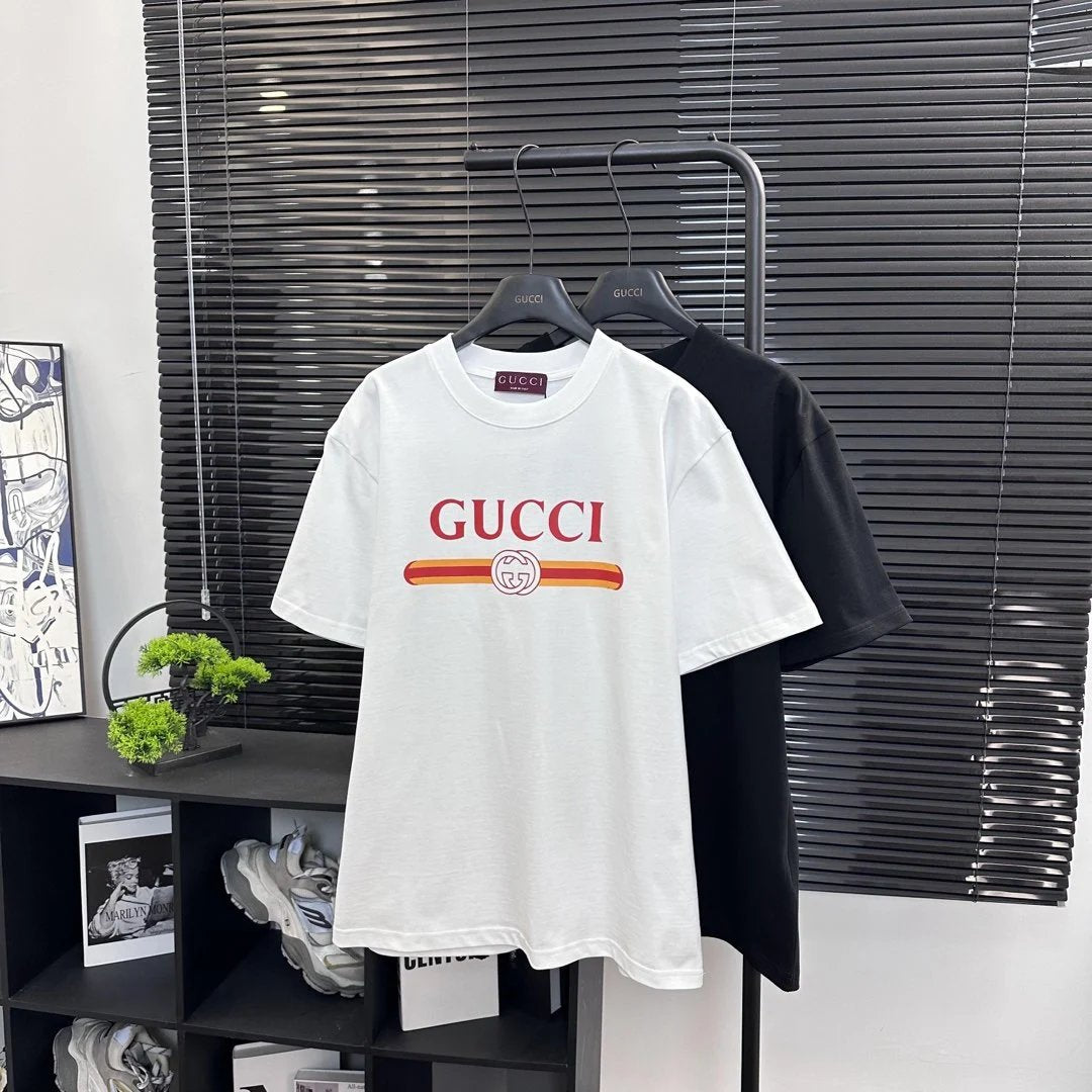 Gucci T-shirt Classic Style Letter Front Print logo round Neck Short Sleeve25ss New pure cotton T Unisex T-Shirt OS Loose Fit Base Shirt Top T-Shirt Short Sleeve
