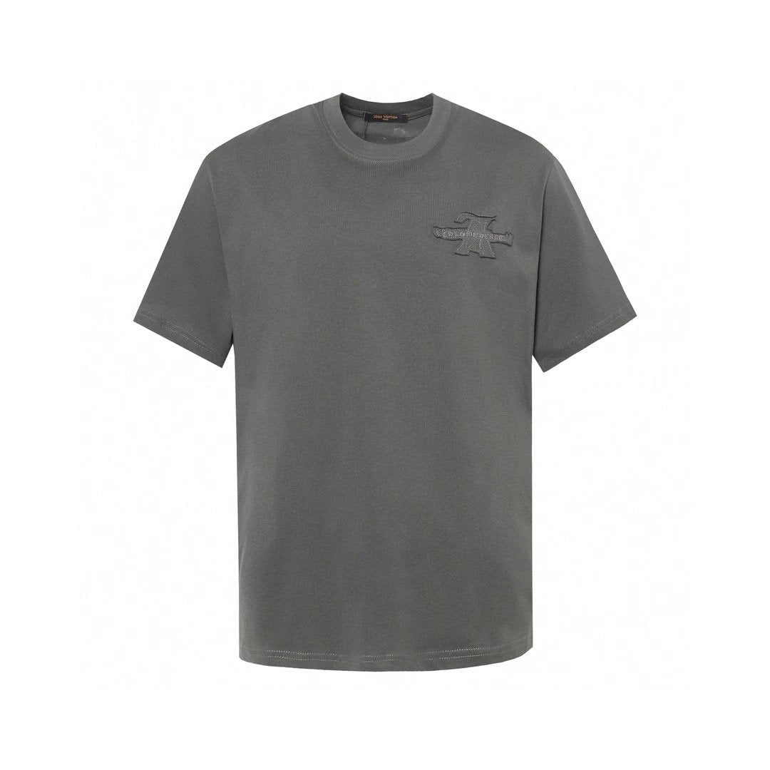 Louis Vuitton LV T-shirt Front patch with Sanskrit text on the back logo round Neck Short Sleeve25ss New Pure Cotton Unisex Style T T-shirt OS Loose Fit Base Shirt Short Sleeve T-Shirt Top