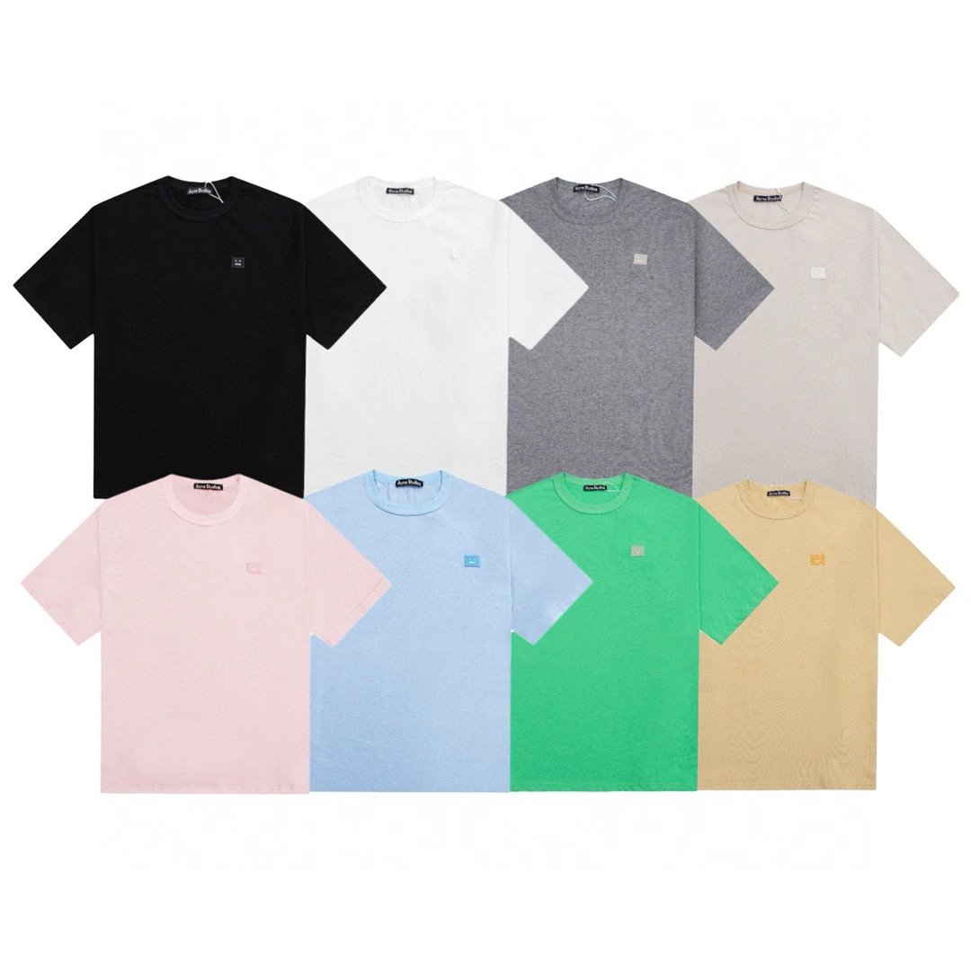 Acne Studios T-shirt Top Version Counter Same Style Cotton Short Sleeve T T-shirt Men's and Women's Loose Bottoming Shirt2024New Summer