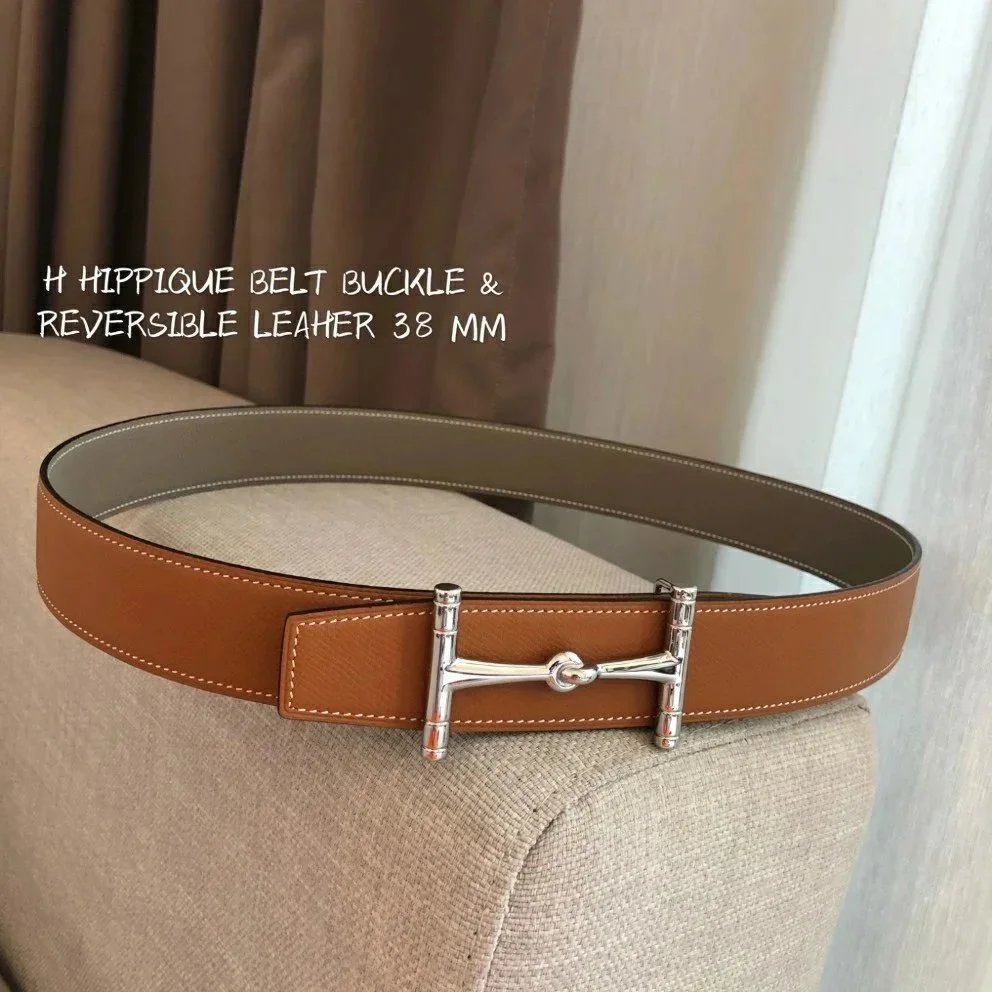 Hermes Belt Top version High Quality2020New Men's Leather Belt Smooth H Buckle Business Casual Belt Double-Sided Available Calf Leather3.8cm