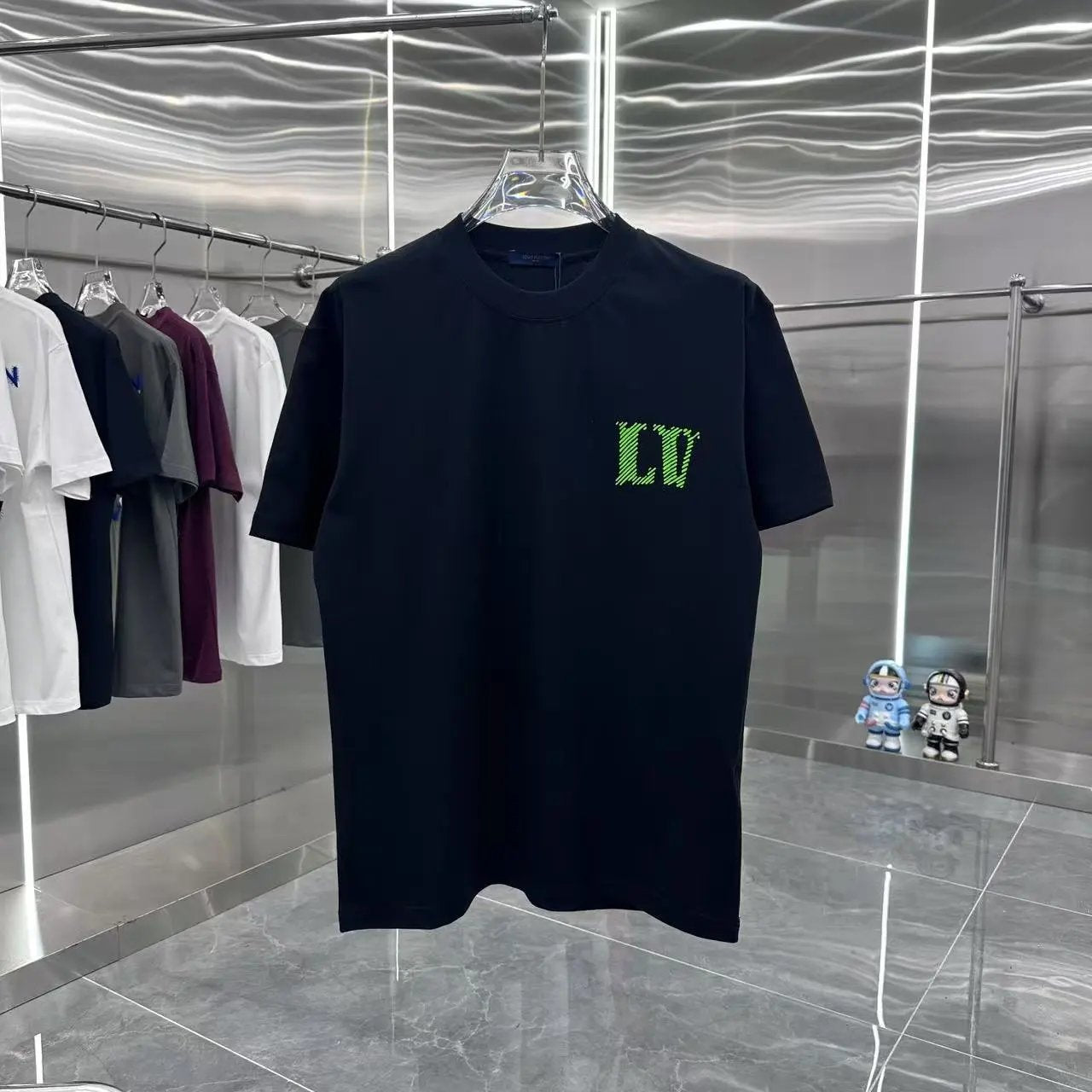 Louis Vuitton LV T-shirt Back Flocking White Ink logo round Neck Short Sleeve25ss New Pure Cotton Unisex Style T T-shirt OS Loose Fit Base Shirt Half Sleeve T-Shirt Top Half Sleeve