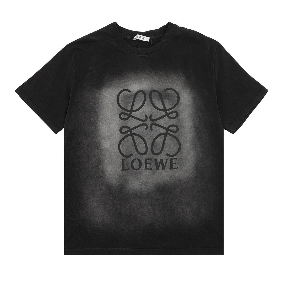 LOEWE T-shirt Chest Washed Letter Print logo round Neck Short Sleeve25ss New pure cotton T Unisex T-Shirt OS Loose Fit Base Shirt Top Half Sleeve T-Shirt