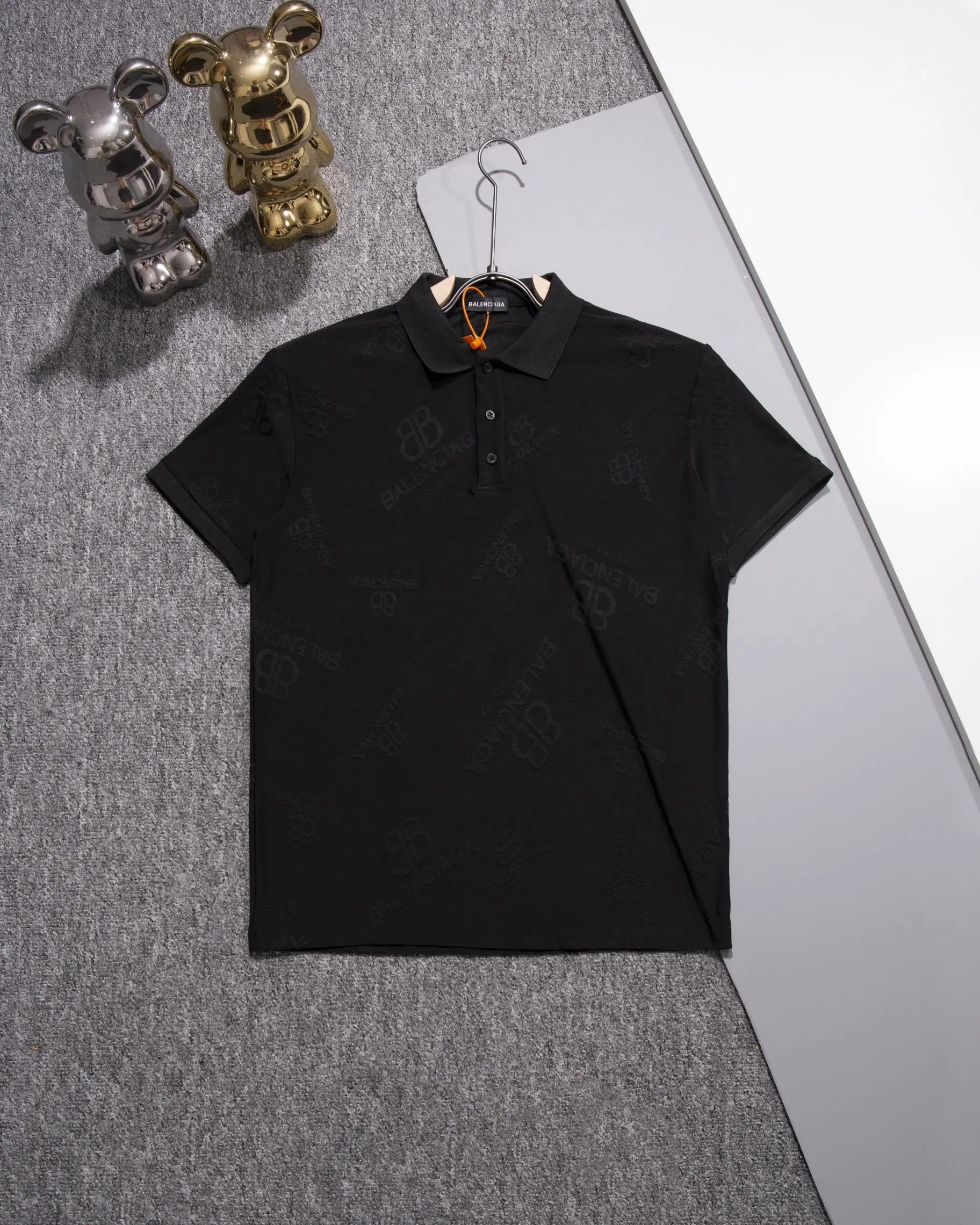 Balenciaga T-shirt Chest BB Alphabet Jacquard logoPOLO Short Sleeve Turn-down Collar Shirt Unisex Summer Loose Fit T Business Commuter Short Sleeve Shirt Plus Size