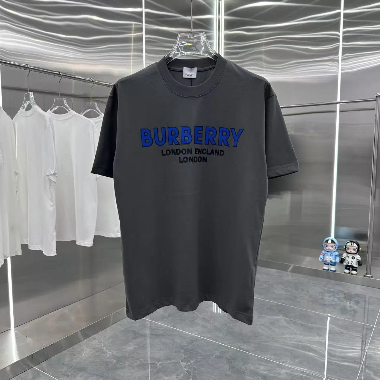 Burberry T-shirt Chest Letter Print logo round Neck Short Sleeve25ss New Pure Cotton Unisex Style T T-shirt OS Loose Fit Base Shirt Top Half Sleeve T-Shirt