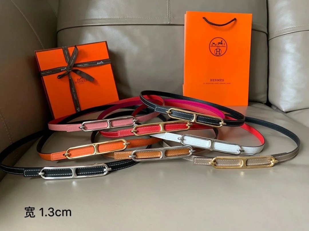 Hermes Belt Top version Women's Leather Belt Fashion All-Matching Women's Thin Belt Internet Celebrity Same Style Dress Belt