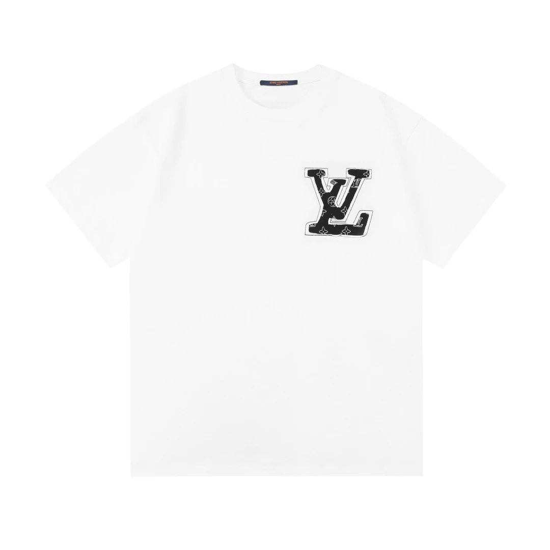 Louis Vuitton LV T-shirt Front Chest Distressed Hollow Letter Embroidery logo round Neck Short Sleeve25ss New Pure Cotton Unisex Style T T-shirt OS Loose Fit Base Shirt Half Sleeve T-Shirt Top Half Sleeve