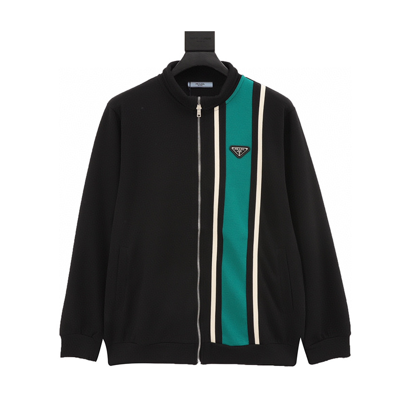 PRADA Jackets Side Triangle Mark Green Ribbon Suit Zipper Coat for Men and Women