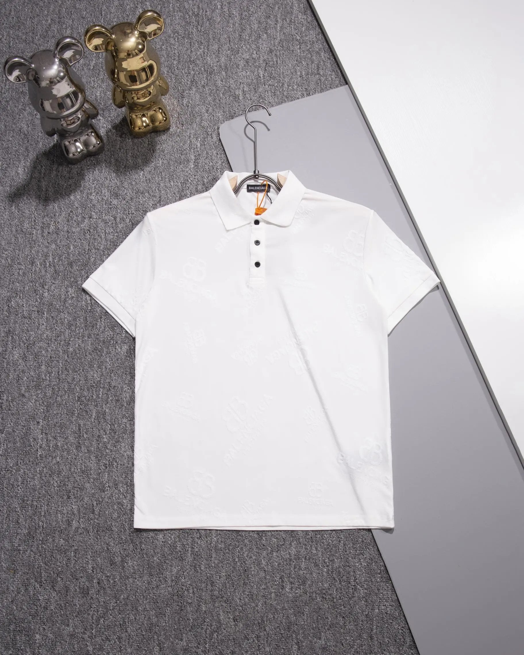 Balenciaga T-shirt Chest BB Alphabet Jacquard logoPOLO Short Sleeve Turn-down Collar Shirt Unisex Summer Loose Fit T Business Commuter Short Sleeve Shirt Plus Size