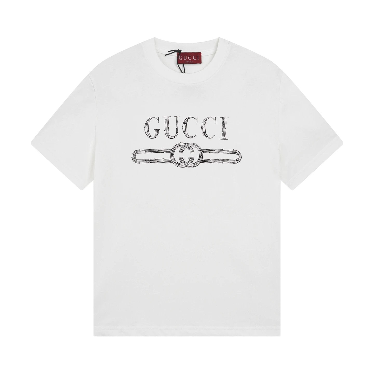 Gucci T-shirt Letter Rhinestone Embellishment on the Chest logo round Neck Short Sleeve25ss New Pure Cotton Unisex Style T T-shirt OS Loose Fit Base Shirt Top Half Sleeve T-Shirt