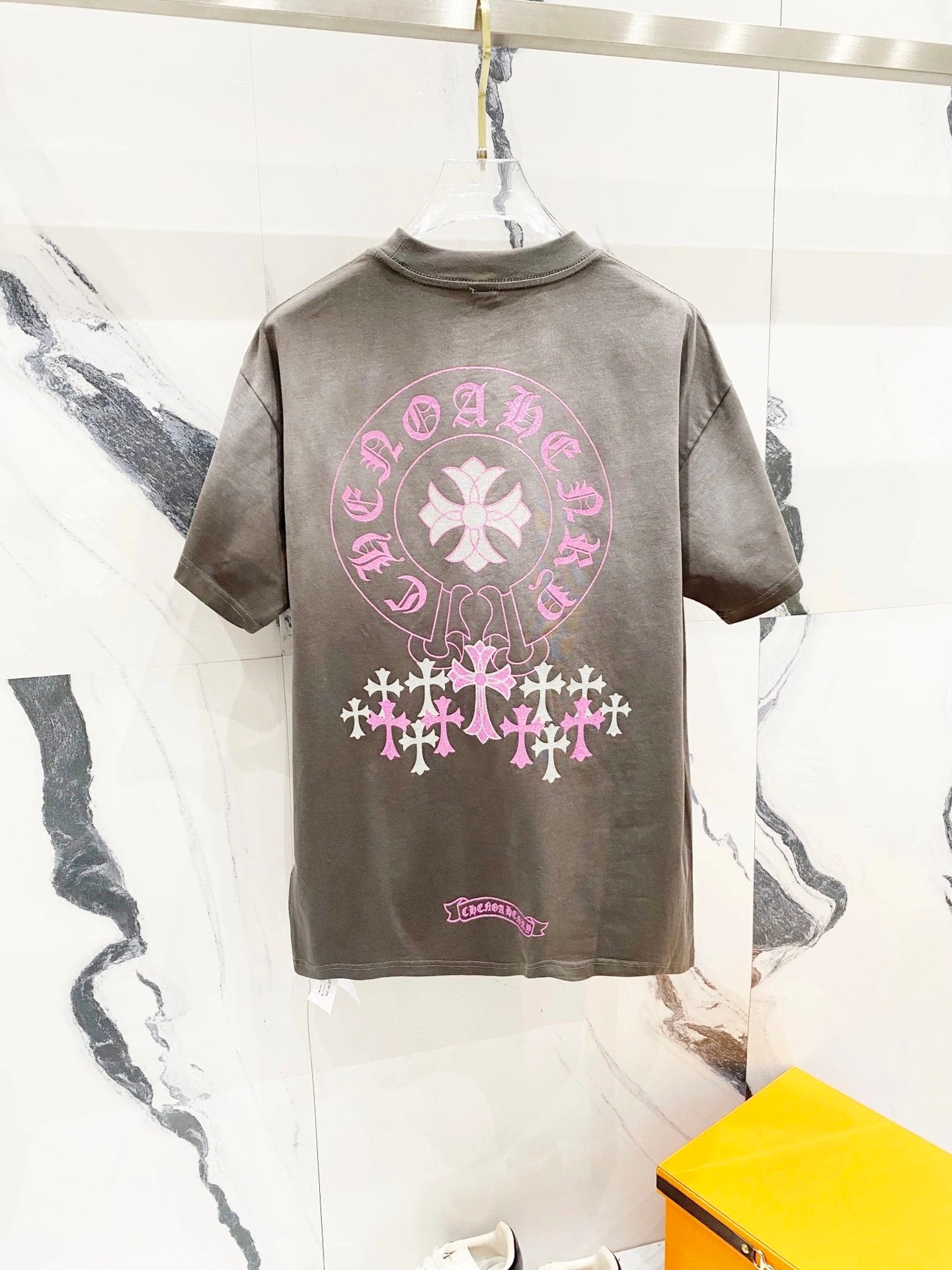 Chrome Hearts T-shirt Gold Stamped Sanskrit Script Print logo round Neck Short Sleeve25ss New Pure Cotton Unisex Style T T-shirt OS Loose Fit Base Shirt Half Sleeve T-Shirt Top Half Sleeve