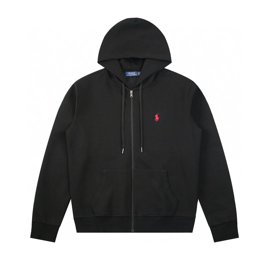 Ralph Lauren Hoodie Top Version Counter Same Style Heavy New Casual Zipper Cardigan Hoodie All-Match Loose Hoodie Trendy Pure Cotton