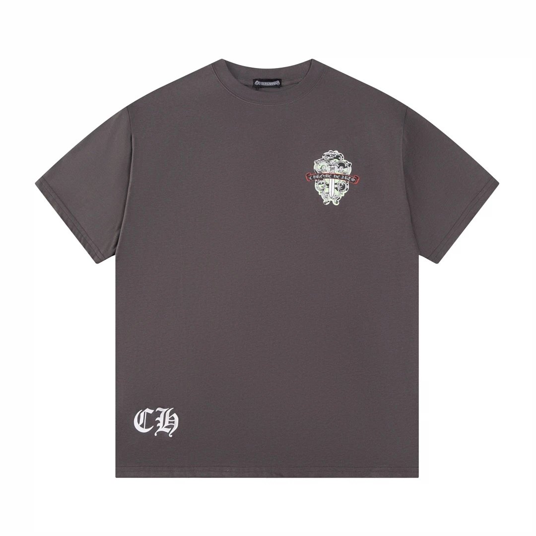 Chrome Hearts T-shirt Incompletely Intact Sword Pattern Print logo round Neck Short Sleeve25ss New pure cotton T Unisex T-Shirt OS Loose Fit Base Shirt Top Half Sleeve T-Shirt