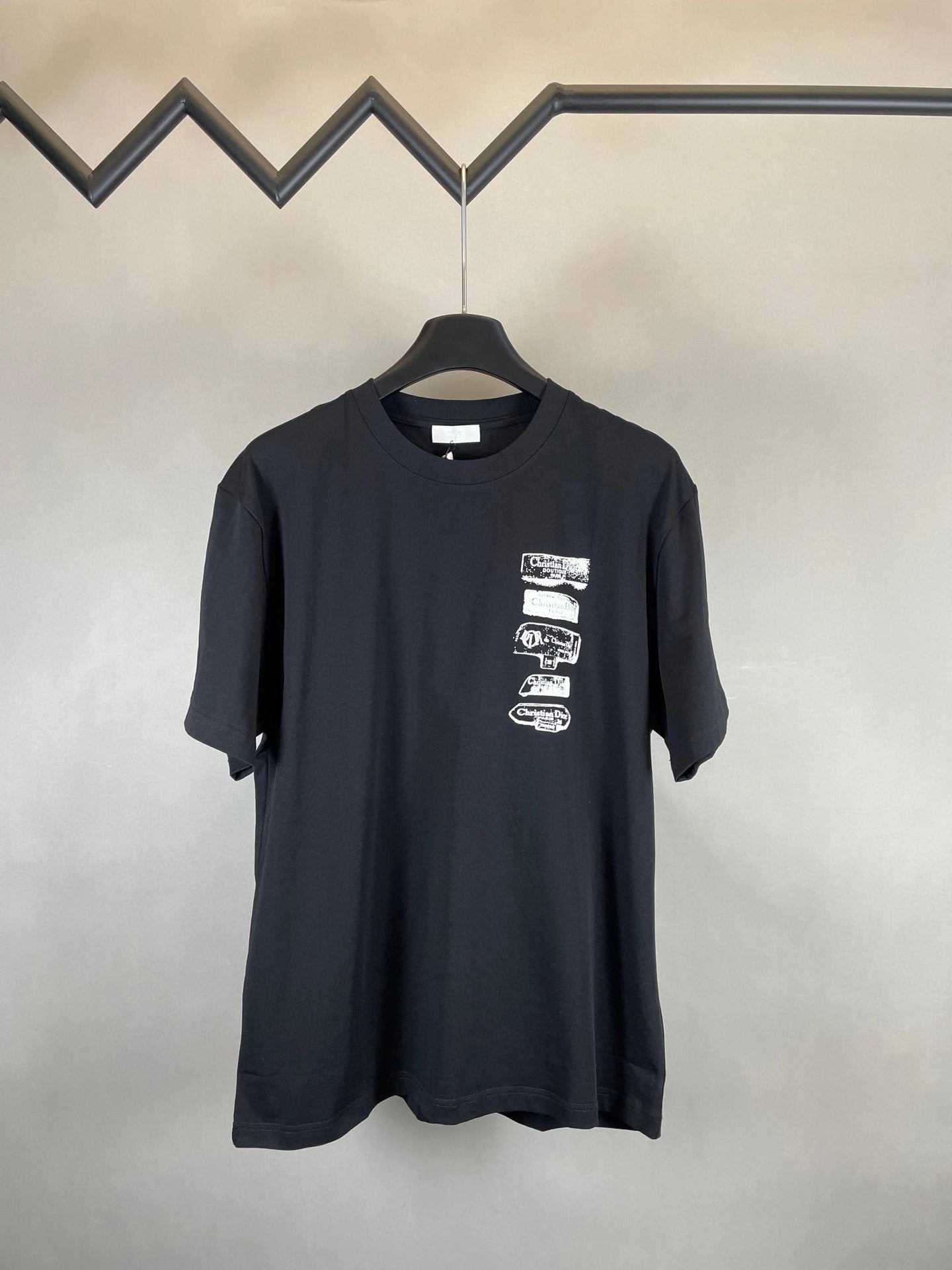 Dior T-shirt Front Flocking Print logo round Neck Short Sleeve25ss New Pure Cotton Unisex Style T T-shirt OS Loose Fit Base Shirt Half Sleeve T-Shirt Top Half Sleeve