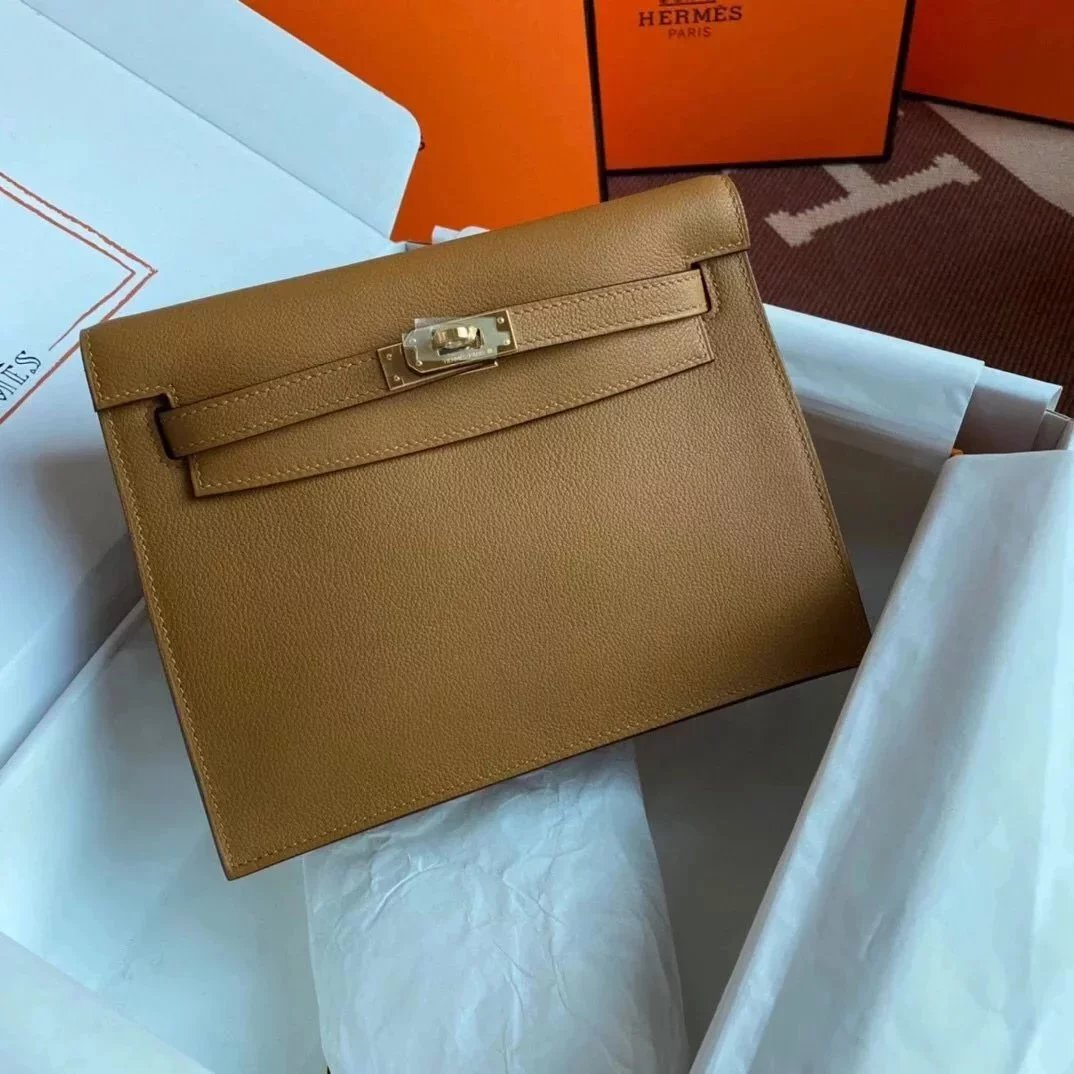 Hermes women's bag Top version 【H Handmade】Women's Bag KellyDanSe22cmevercolor Leather Imported Beeswax Thread Clutch Backpack Waist Bag Shoulder Messenger Bag Gold and Silver Buckle