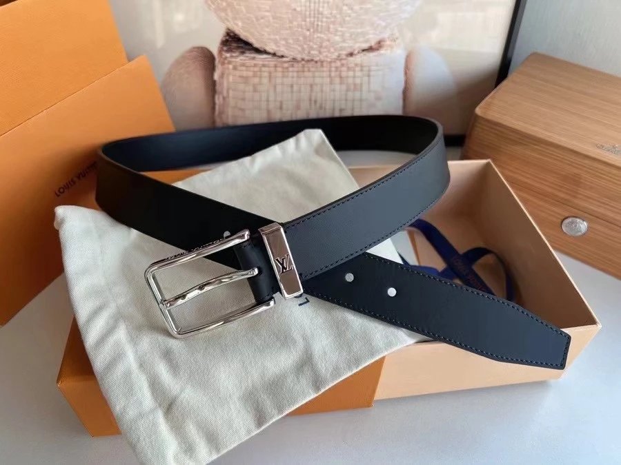 Louis Vuitton LV Belt Top version 【Counter Quality】The Most New Belt3.5cm Men's Belt Pin Buckle Men's Leather Belt with Classic Presbyopic Checkerboard Plaid Belt with Genuine Goods Packaging!There Is No Problem to Enter Or Exit the Counter,Versatile Casu