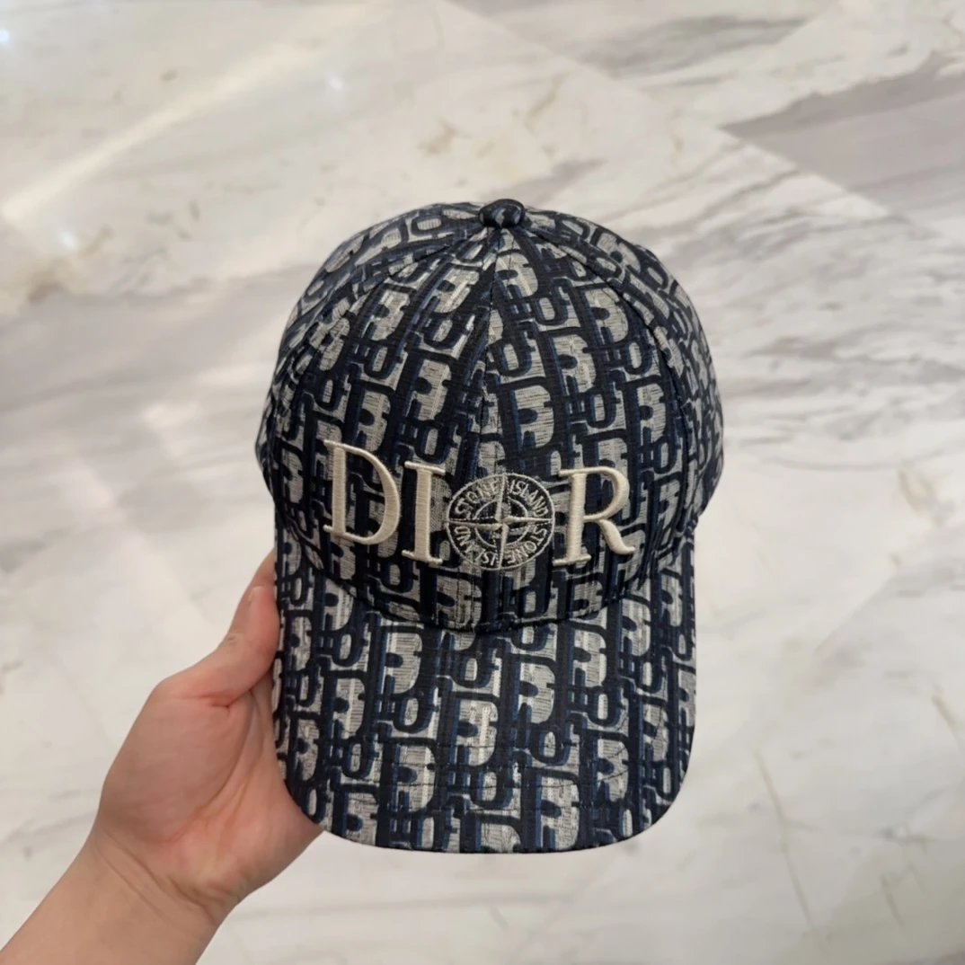 Dior Hat Full Print Letter Old Flower logo Baseball Cap Sun Protection Visor Cap Large Head Circumference Versatile Sports Hat Slimming Face Curved Brim Unisex Couple Style