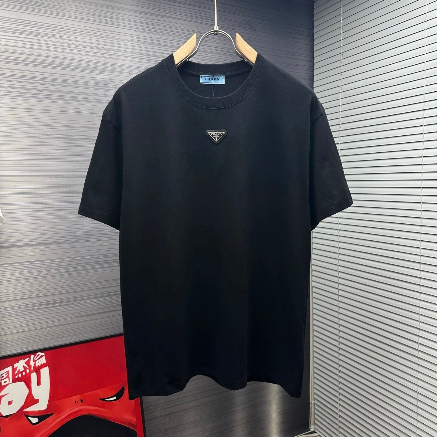 PRADA T-shirt Chest Triangle Logo logo round Neck Short Sleeve25ss New pure cotton T Unisex T-Shirt OS Loose Fit Base Shirt Top Half Sleeve T-Shirt