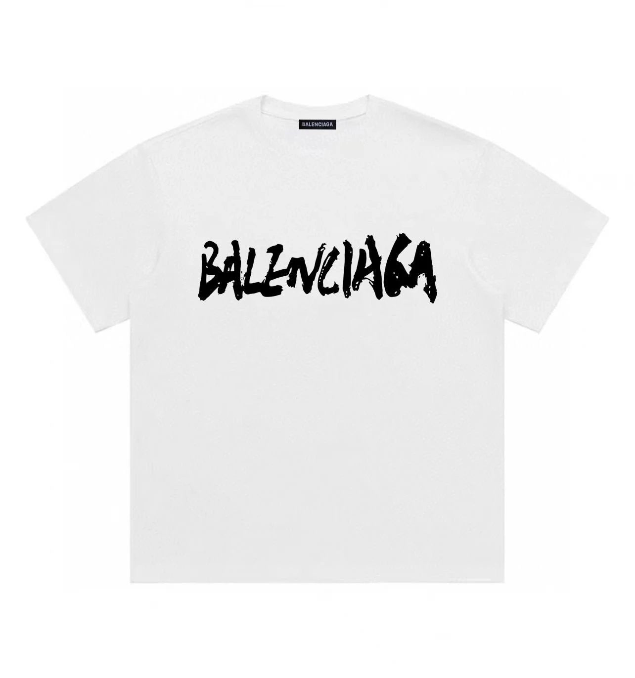 Balenciaga T-shirt Chest Calligraphy and Painting Print logo round Neck Short Sleeve25ss New Pure Cotton Unisex Style T T-shirt OS Loose Fit Base Shirt Top Half Sleeve T-Shirt