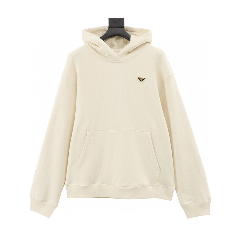 PRADA Hoodie Triangle Metal Logo Hooded Sweater for Men and Women
